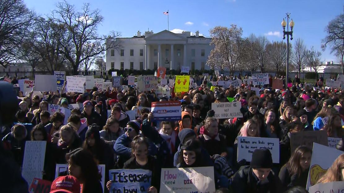 Students rally against gun violence Wednesday in front of the White House.