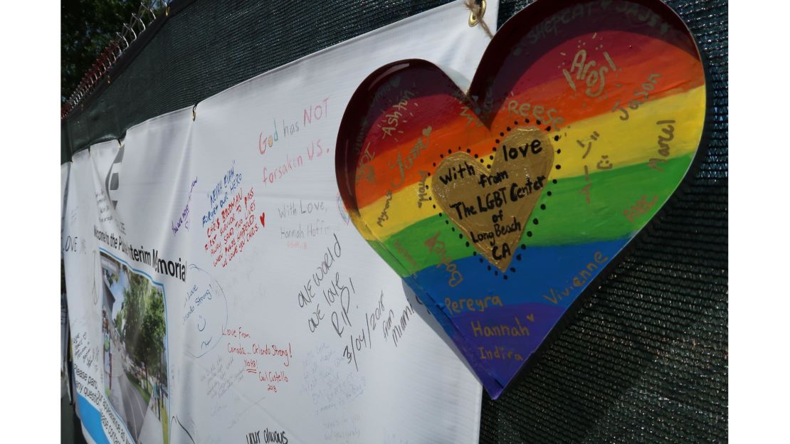 Words of encouragement adorn the fence outside the former nightclub Tuesday.