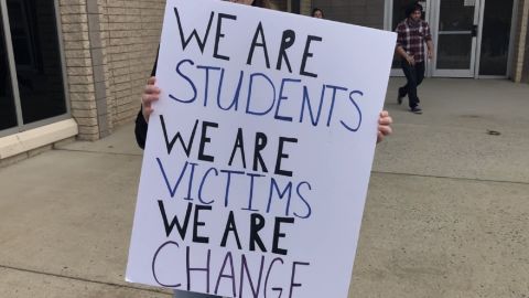 Students at Cotoctin High School in Thurmont, Maryland walked out on March 14 to protest gun violence.