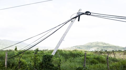 In March, power lines were still twisted and broken in southeastern Puerto Rico. 
