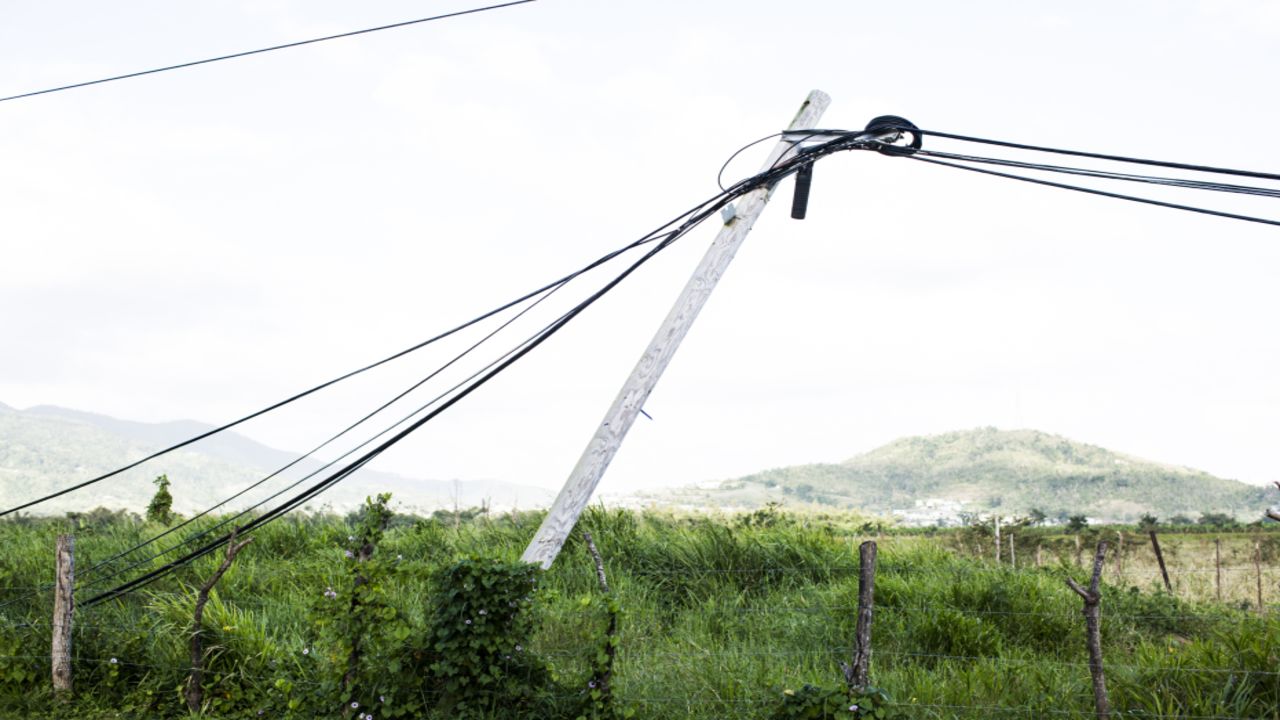 In March, power lines were still twisted and broken in southeastern Puerto Rico. 
