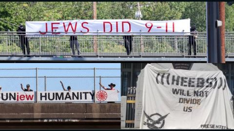 Some of the banners contained anti-Semitic messags.