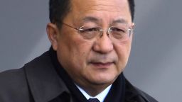 North Korean Foreign Minister Ri Yong Ho on arrival at the Beijing International airport in Beijing, Thursday, en route to Sweden.