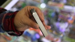 A Juul e-cigarette is pictured for sale at Fast Eddie's Smoke Shop in the Allston neighborhood of Boston on November 15, 2017. 