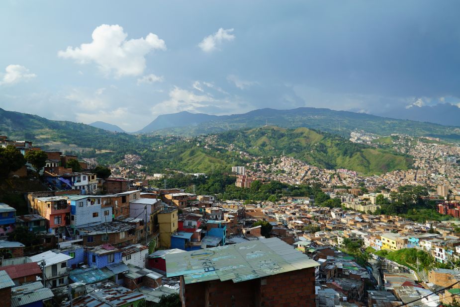 <strong>Comuna 13: </strong>The view from the top of the Comuna 13 barrio, which is now a thriving tourist spot.