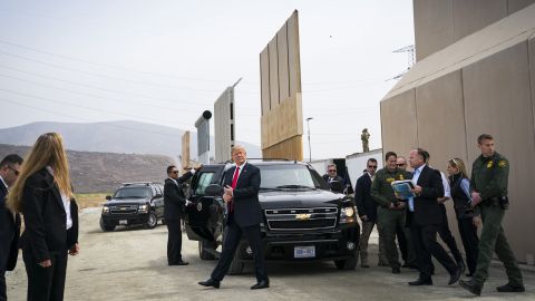 US President Donald Trump arrives in the San Diego neighborhood of Otay Mesa <a href="https://www.cnn.com/2018/03/13/politics/trump-border-wall-prototypes-visit/" target="_blank">to view border-wall prototypes</a> on Tuesday, March 13.