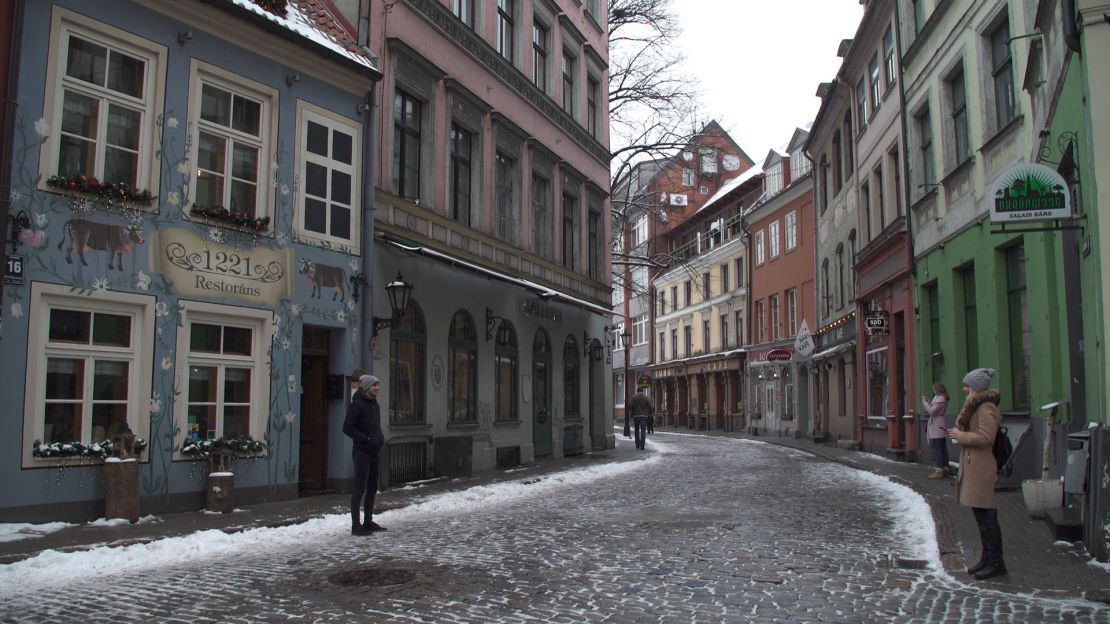 A cobbled street in Latvia's sleepy capital of Riga.