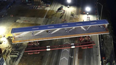This March 10 photo shows the main span of the pedestrian bridge meant to connect Sweetwater to the FIU campus.