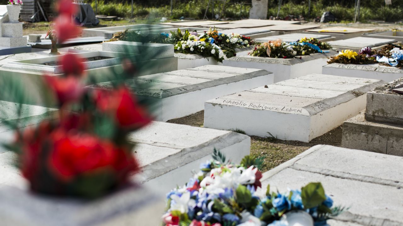 Grave of Natalio "Pepito" Rodríguez Lebrón at the Municipal Cemetery of Maunabo in Puerto Rico. His family says they couldn't afford to power a breathing machine that helped keep him alive. Rodriguez died January 6 from a pulmonary disease.