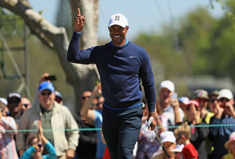 <strong>Back at Bay Hill: </strong>A 71-foot putt was the highlight of Woods' opening round at the Arnold Palmer Invitational. 