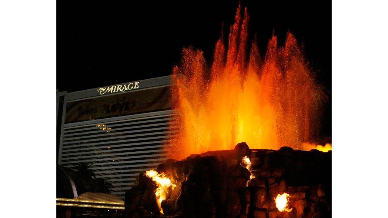 <strong>The Mirage Volcano. </strong>The free "eruptions" at the volcano in front of the Mirage come with a soundtrack that is a collaboration between Mickey Hart, former drummer for The Grateful Dead, and Zakir Hussain, an Indian musician who is a master of the tabla drum.