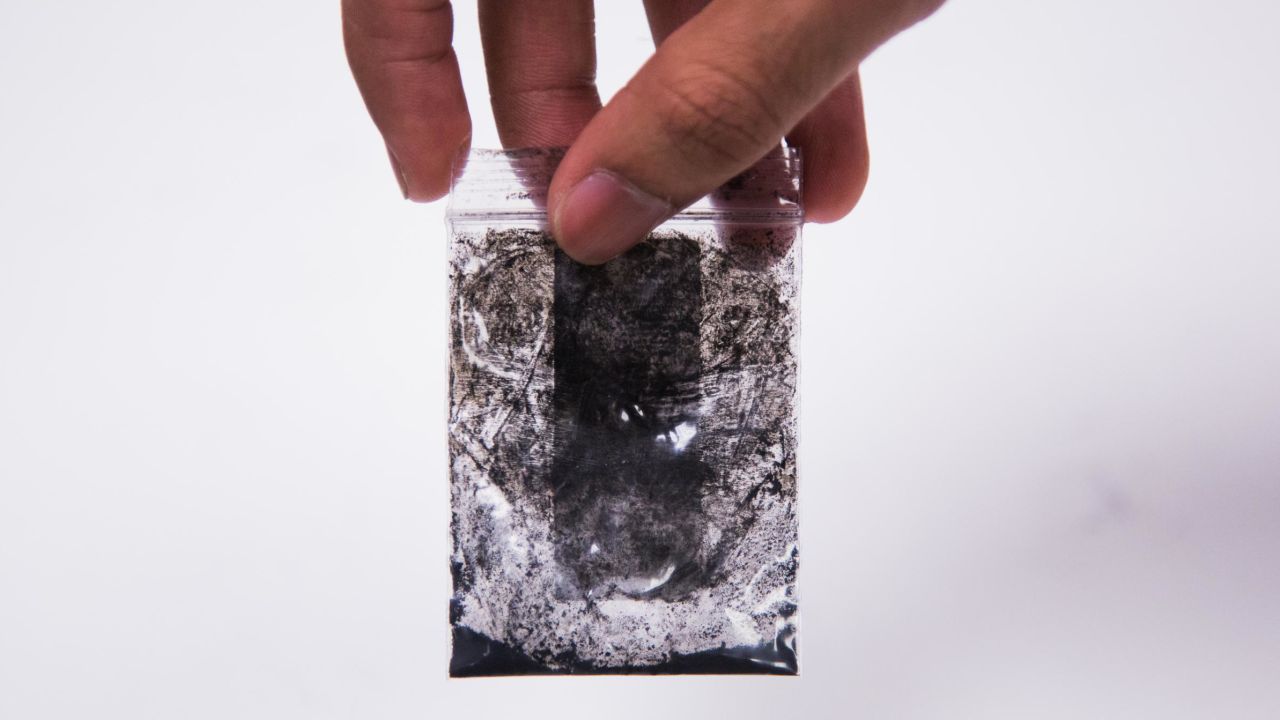 Carbon particles collected from the air.