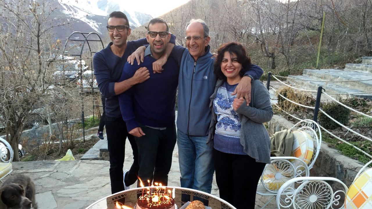 Ramin and Mehran Seyed-Emami with their father Kavous, who died in a Tehran prison, and mother Maryam.