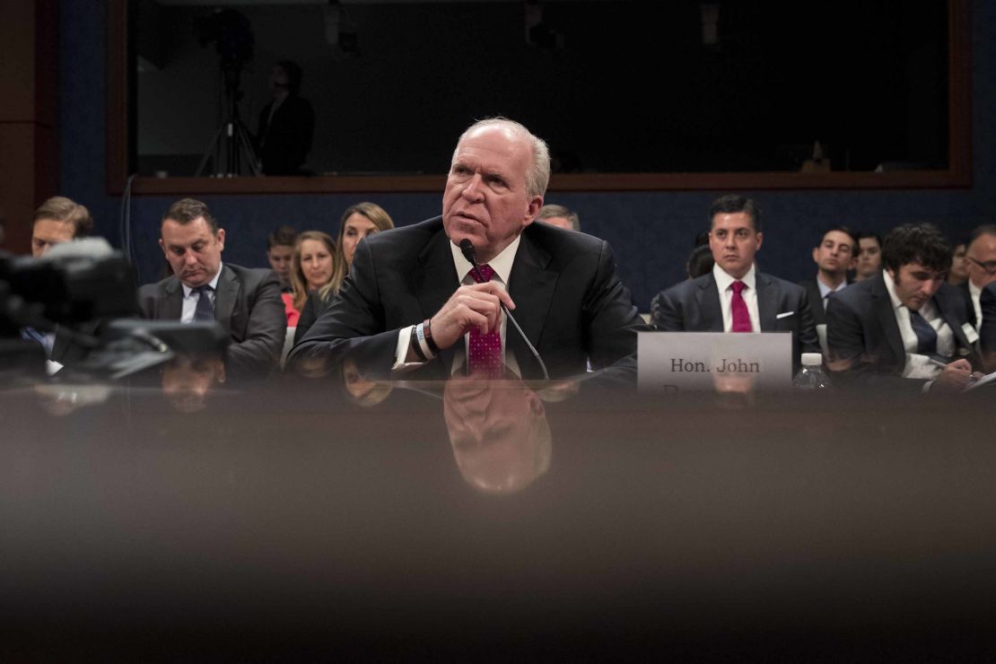 Ex-CIA chief John Brennan testifies to the House Intelligence Committee that he saw information showing "contacts and interactions" between Russian officials and the Trump campaign.