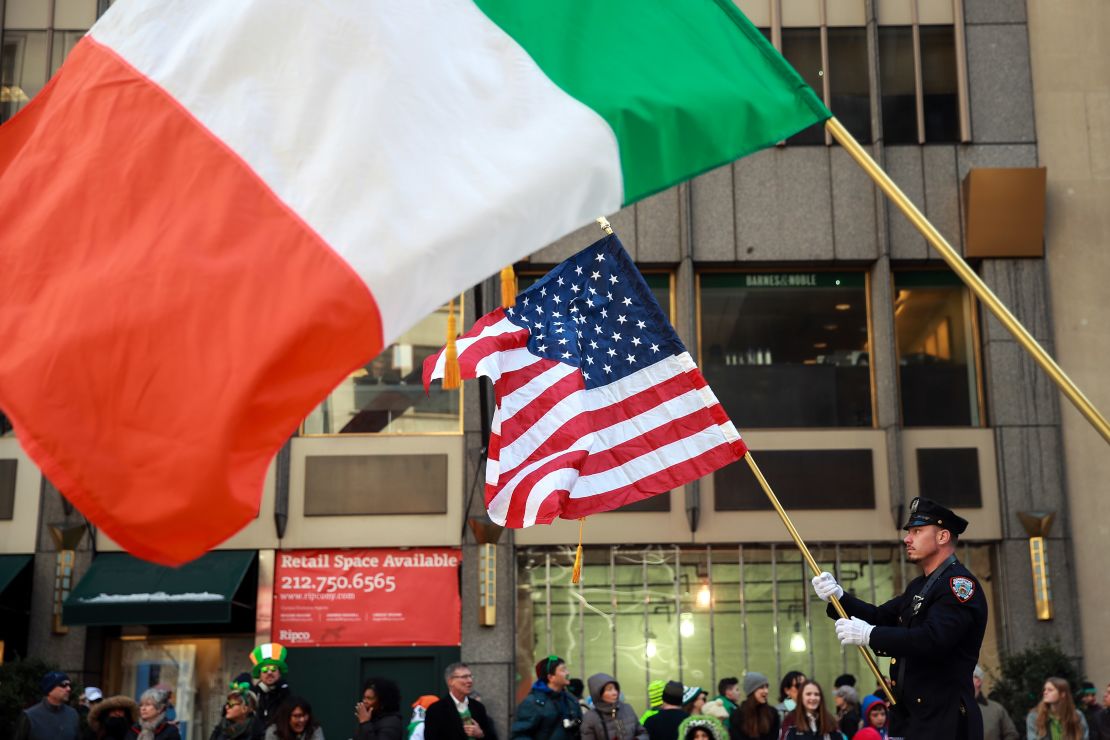 irish and american flags