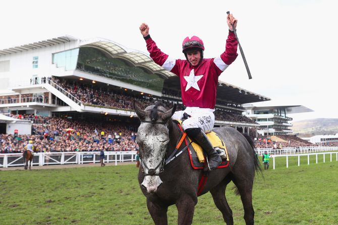 <strong>Triumphant Jack: </strong>Irish jockey Jack Kennedy, 18, secured his fourth win of the week, riding Farclas to victory for trainer Gordon Elliott over hot favorite Apple's Shakira in Friday's JCB Triumph Hurdle. Elliott was the Festival's top trainer with a record-equaling eight wins.