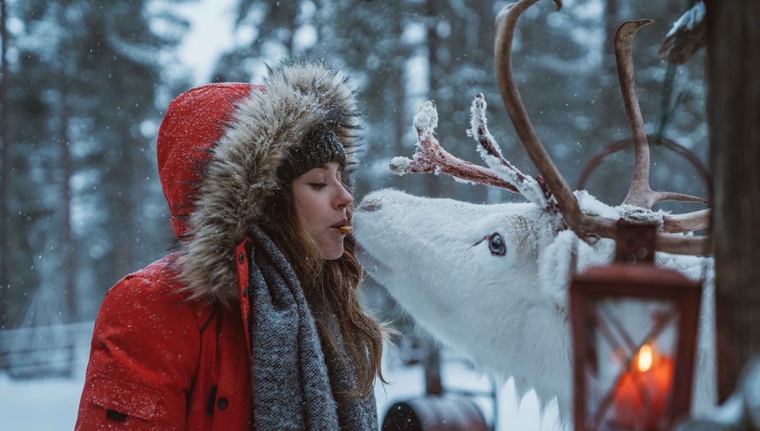 <strong>Reindeer kiss:</strong> Antlered animals are a way of life in Lapland. Among the indigenous Sami people, wealth is often judged in terms of reindeer numbers. If you can bring yourself to eat them after kissing them, they're widely used in local cuisine.