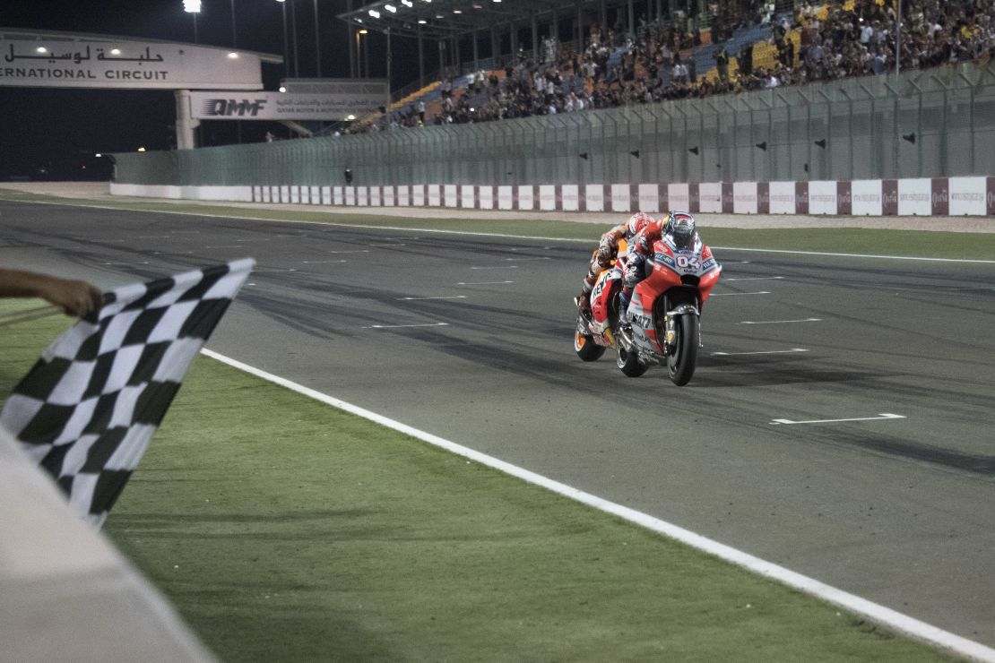Marc Marquez chases Andreas Dovizioso on a nail-biting final lap in the MotoGP of Qatar.