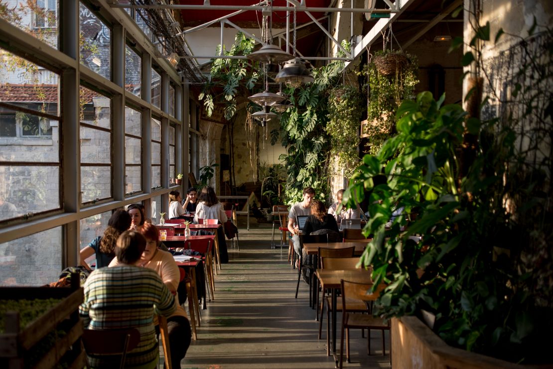 At La REcyclerie, crops harvested from the urban farm are used in the café.  