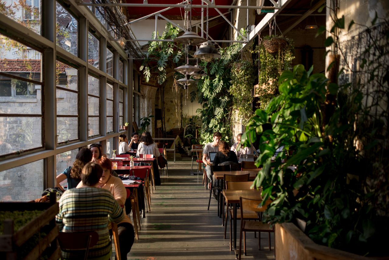 At La REcyclerie, crops harvested from the urban farm are used in the café.  