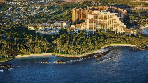 Four Seasons Oahu (foreground) and Aulani are located on Oahu's leeward coast.