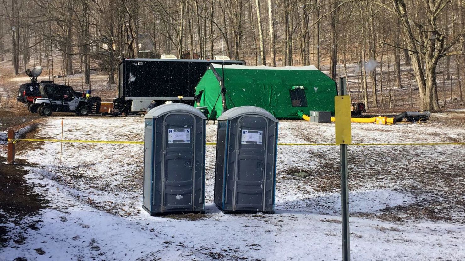 FBI agents and state conservation officers set up a base last Tuesday in Benezette Township, Pennsylvania, near a site where treasure hunters say Civil War-era gold is buried. 