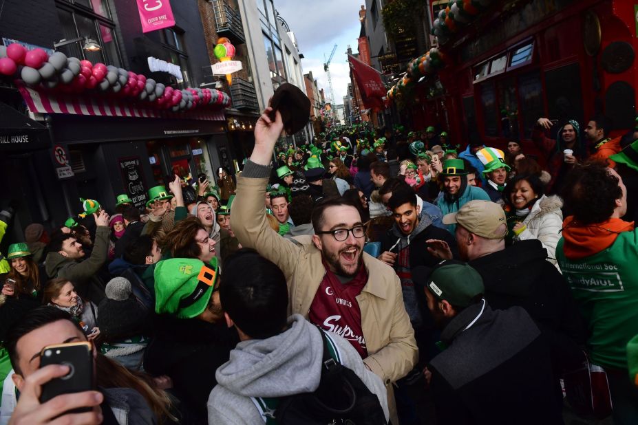 There were wild scenes back home in Dublin where Irish fans celebrated St. Patrick's Day in style. 