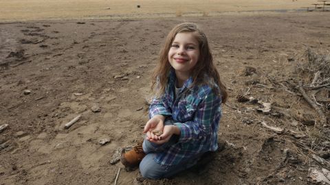 Naomi Vaughan, now 7, found an ammonite fossil at her older sister's soccer game last year. 