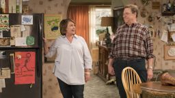ROSEANNE - "Roseanne Gets the Chair" - Roseanne's clash with Darlene over how she's raising her kids - especially Harris - reaches a breaking point; while Dan tries to help Roseanne with her bad knee by getting her an elevator chair, which she refuses to use because she doesn't want to admit getting old, on the second episode of the revival of "Roseanne," TUESDAY, APRIL 3 (8:00-8:30 p.m. EDT), on The ABC Television Network. (ABC/Adam Rose)ROSEANNE BARR, JOHN GOODMAN