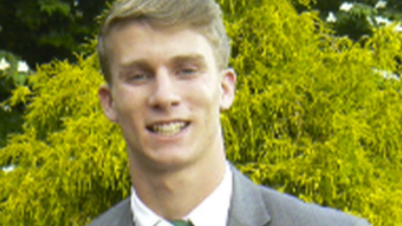 This undated photo released by the Bermuda Police Service shows American college student Mark Dombroski, who has been reported missing in Bermuda. Bermuda police Dombroski was on a rugby tour with Saint Joseph‚Äôs University, a college near Philadelphia, when he disappeared early Sunday, March 18, 2018. (Courtesy of Bermuda Police Service via AP)