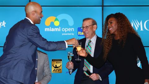 James Blake (left) and Serena Williams (right) at the groundbreaking ceremony of the Miami Open, which will move to a new home in 2019.