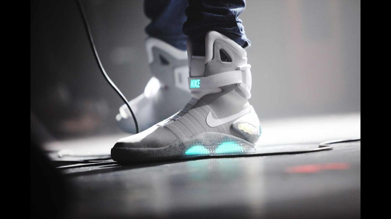 In a direct case of art becoming life, Marty McFly's Nike high tops in 1989's "Back to the Future II" became reality when Nike released a limited number of the Nike MAG in 2011, and again in 2016. The latter pairs were self-lacing, with proceeds donated to the <a href="http://money.cnn.com/2015/10/21/media/back-to-the-future-nike-shoes/index.html">Michael J. Fox Foundation</a>, which supports people with Parkinson's disease. For those that didn't bag a pair, Nike later launched the <a href="http://money.cnn.com/2016/03/17/technology/nike-auto-lacing-sneaker-hyperadapt/index.html">HyperAdapt 1.0</a>, a sneaker with automatic laces that tighten using a sensor in the heel.