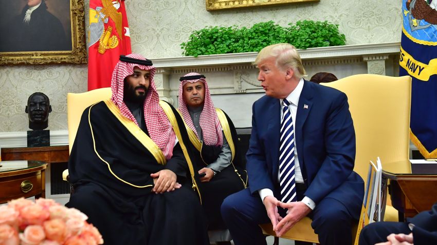 WASHINGTON, DC - MARCH 20:  President Donald Trump meets Crown Prince Mohammed bin Salman of the Kingdom of Saudi Arabia in the Oval Office at the White House on March 20, 2018 in Washington, D.C.  (Photo by Kevin Dietsch-Pool/Getty Images)
