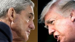 (COMBO) This combination of pictures created on January 8, 2018 shows files photos of FBI Director Robert Mueller (L) on June 19, 2013, in Washington, DC; and US President Donald Trump on December 15, 2017, in Washington, DC.Trump on march 18, 2018, intensified his attacks on Mueller's Russia investigation as biased against him, but stopped short of targeting the special counsel -- whose ouster lawmakers warned would cross a "massive red line." In an early-morning flurry on Twitter, Trump insisted that Mueller's team of investigators is staffed with "hardened" Democrats biased against him. / AFP PHOTO / SAUL LOEB AND Brendan SmialowskiSAUL LOEB,BRENDAN SMIALOWSKI/AFP/Getty Images