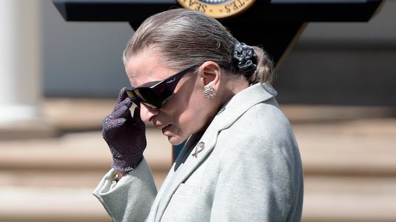 Associate Justice of the US Supreme Court Ruth Bader Ginsburg arrives for Neil Gorsuch's swearing-in ceremony as an associate justice of the US Supreme Court in the Rose Garden of the White House on April 10, 2017 in Washington, DC