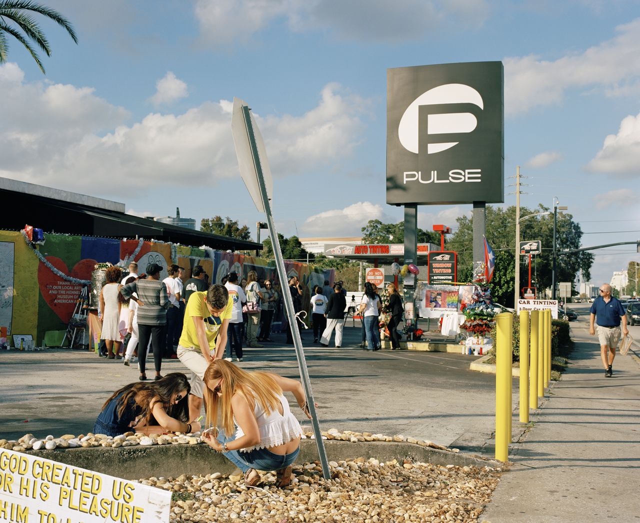 Photographers picturing scenes of tragedy often lean heavily on visual tropes to communicate with viewers, Pinkcers said. He took this photo at Pulse, a gay nightclub in Orlando, Florida, where 49 people were killed and 58 others wounded by gunman Omar Mateen in June 2016.