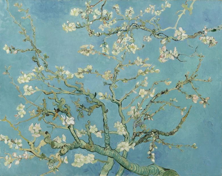 Both the subject and style of Van Gogh's 1890 painting "Almond Blossom" nod to the traditions of Japanese printmaking.
