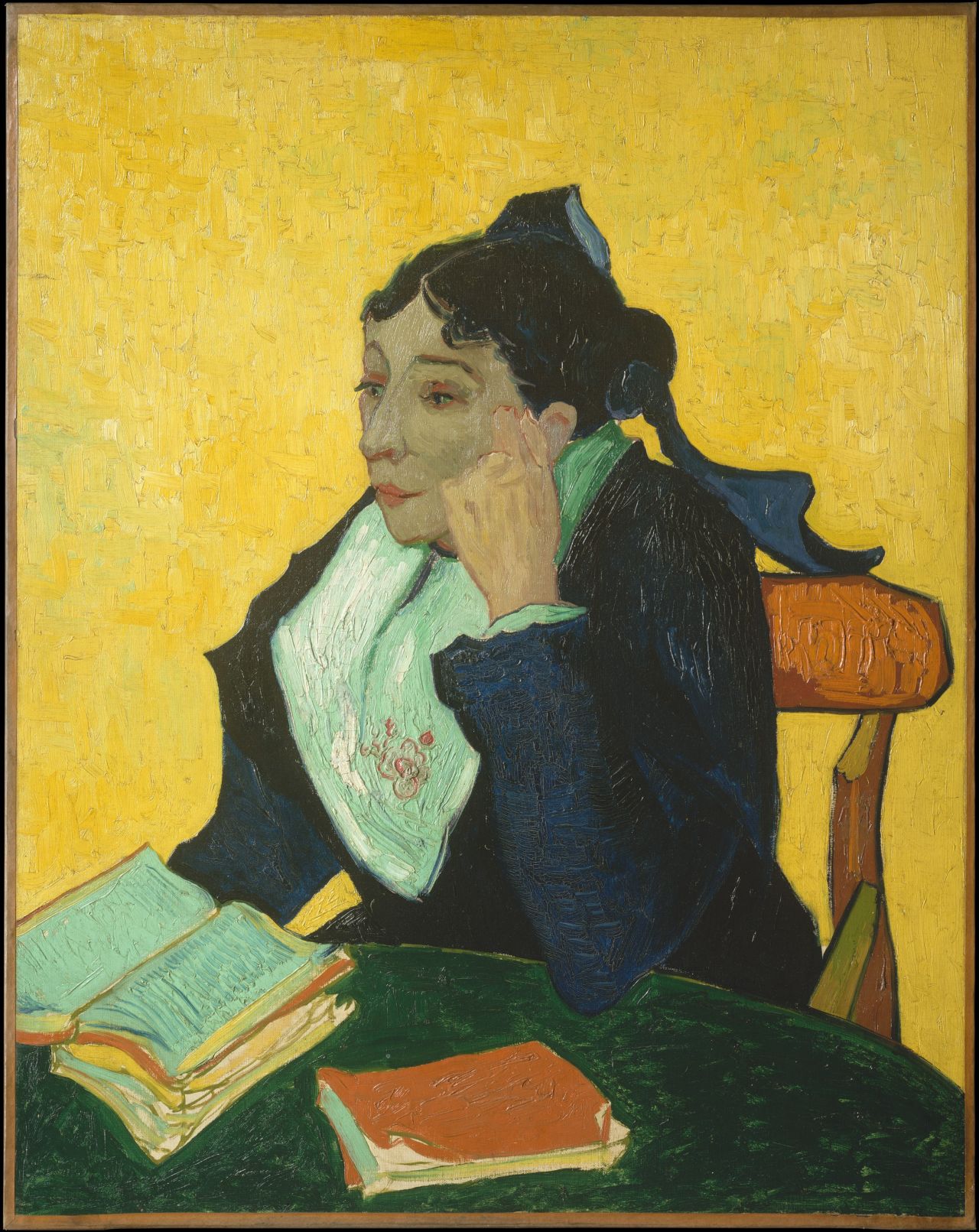 Van Gogh painted "The Arlésienne: Marie Ginoux" in 1888, during a period when Japanese influences were especially evident in his work.