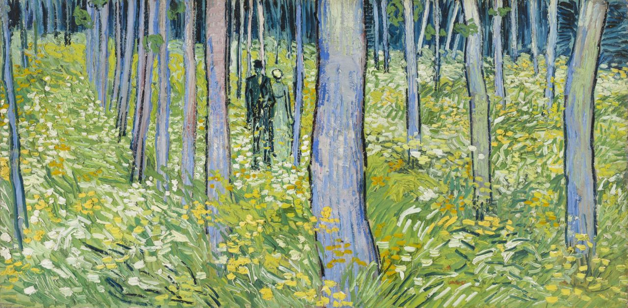 "Undergrowth with Two Figures" (1890) is part of a series of paintings of trees and undergrowth created by Van Gogh between 1887 and 1890.