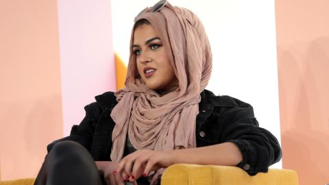 Amani Al-Khatahtbeh speaks onstage at Girlboss Rally in November 2017 in New York City. 