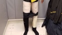 Photo from U.S. Customs and Border Protection shows nine pounds of cocaine taped to suspect's leg