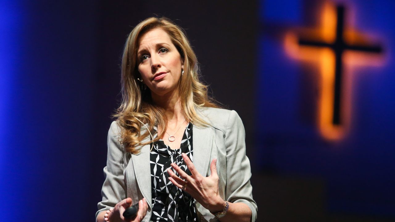 Michele Gay, photographed at the Alabama Child Safety Conference in Decatur Baptist Church in 2016, deliberately steers clear of the gun control debate.
