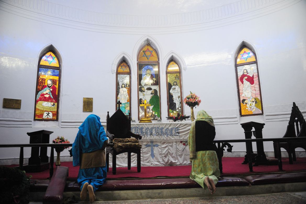 Pakistani Christian women pray at the Christ Church, also located in the city of Karachi.