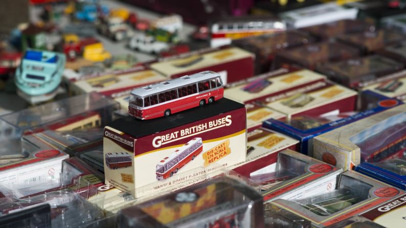Vintage toys are seen on display at the market.