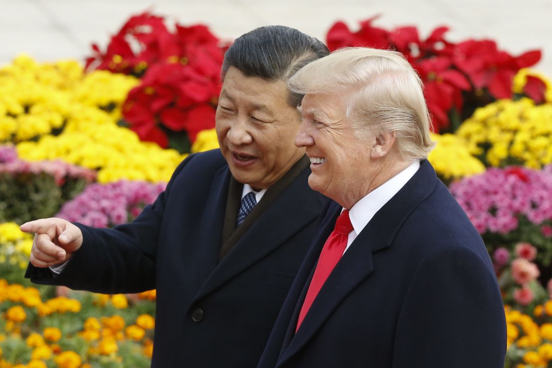 Chinese President Xi Jinping and US President Donald Trump attend a welcoming ceremony in Beijing, China in November 2017.
