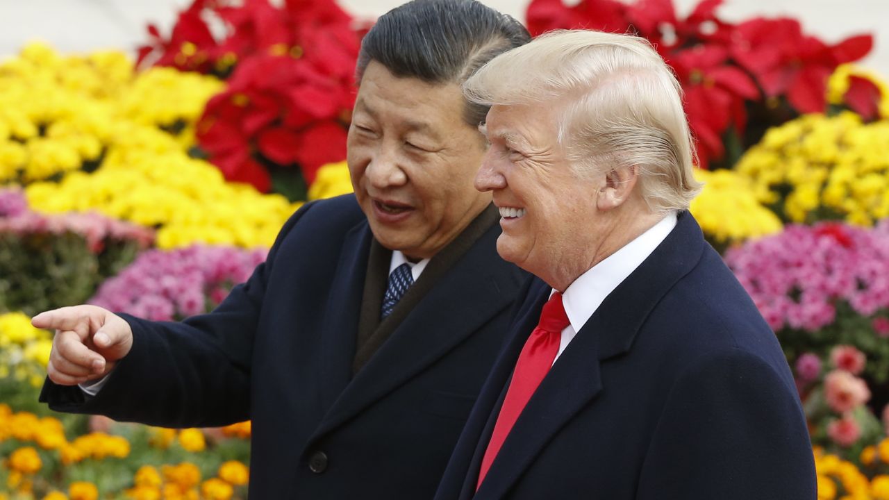 Chinese President Xi Jinping and US President Donald Trump attend a welcoming ceremony in Beijing, China in November 2017.