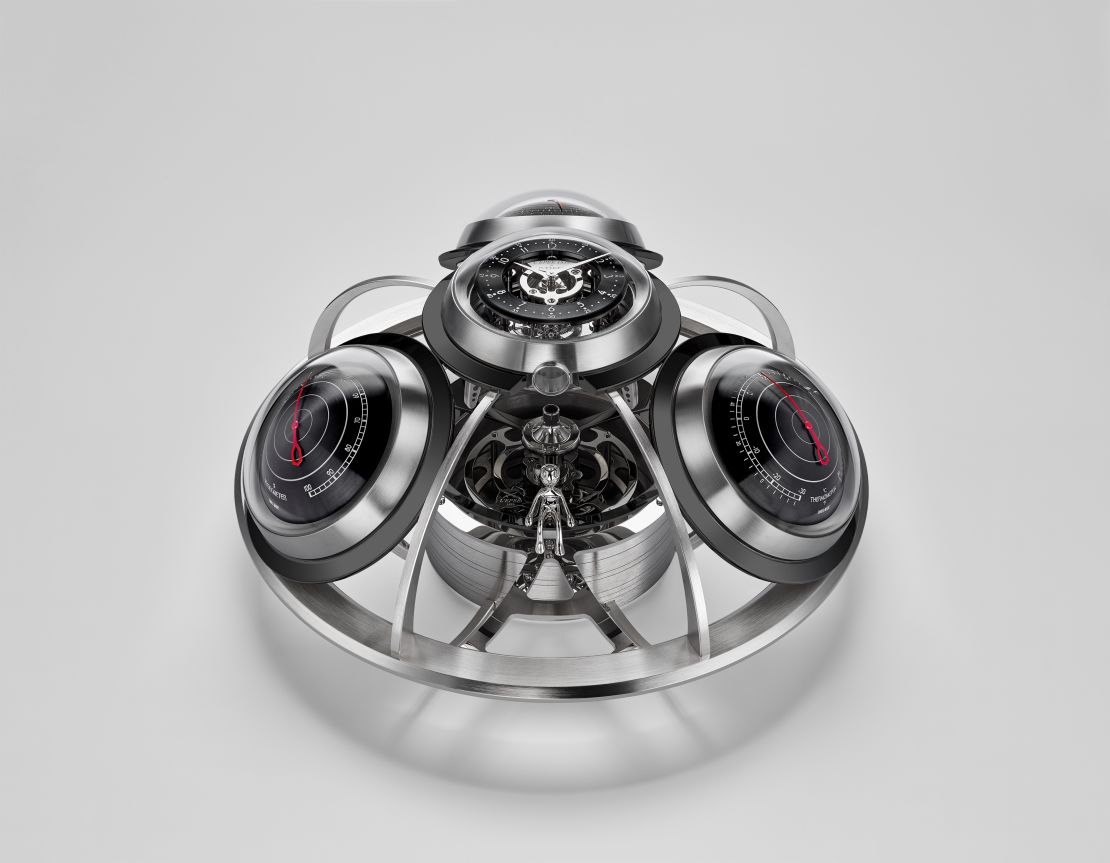 MB&F's new Fifth Element consists of a detachable clock, barometer, hygrometer and thermometer.