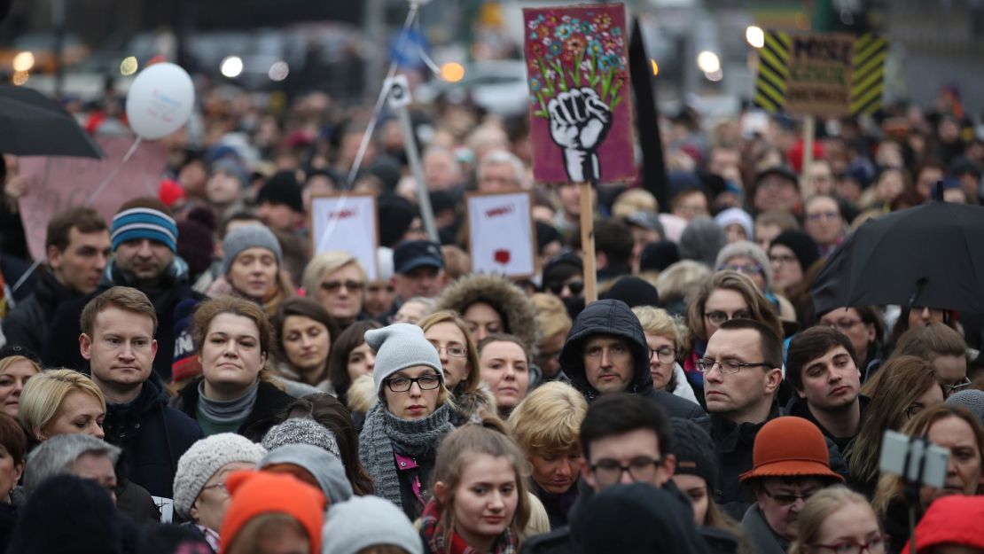 People gather as part of "Black Friday" in Poznan, Poland. 