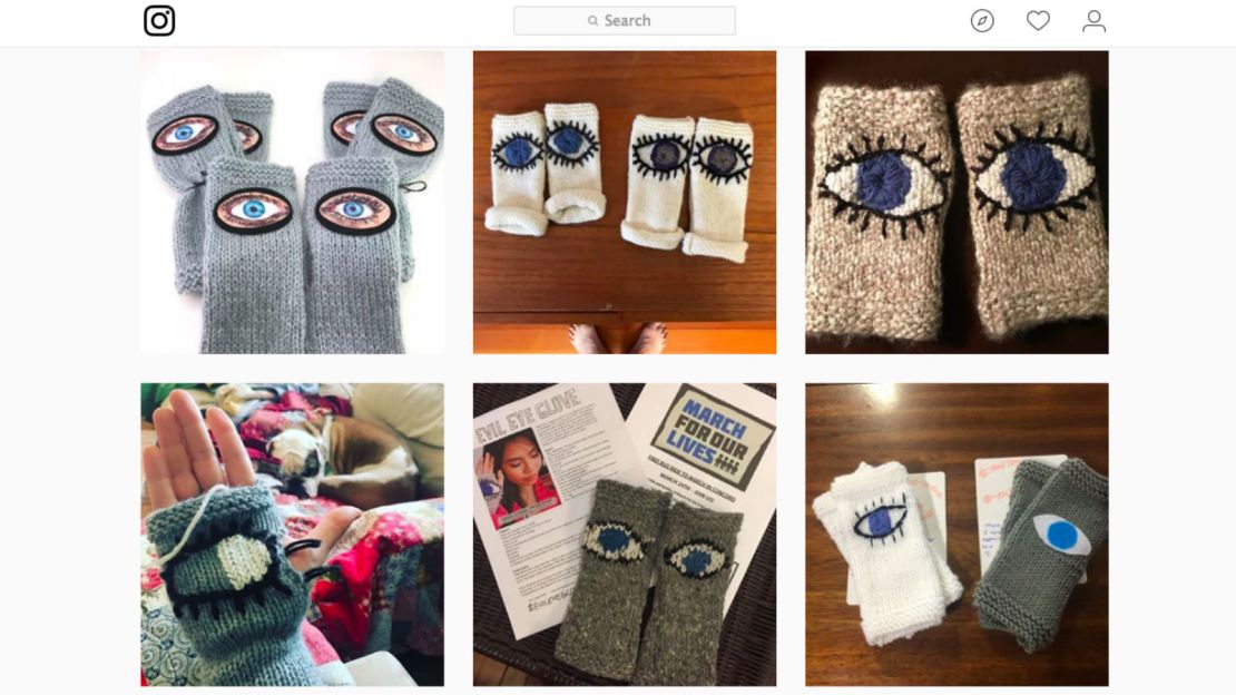 People are sharing their gloves on social media as a show of support 