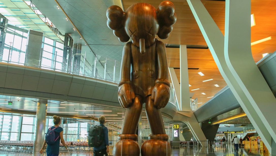 <strong>Not Mickey Mouse: </strong>This piece, "SMALL LIE" by New York pop artist KAWS, was installed in March 2018. KAWS is known for his work subverting popular icons such as Mickey Mouse.